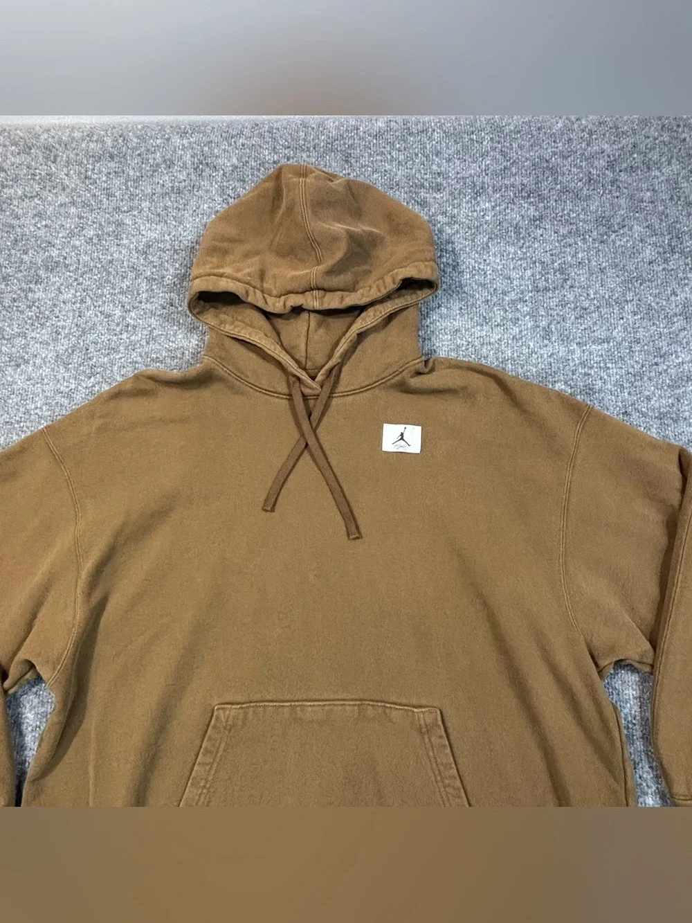 Nike Air Jordan Flight Hoodie Mens Medium Brown Washed Oversized Sweatshirt